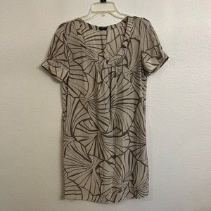 Club Monaco Patterned Short Sleeve Shirt Dress Silk